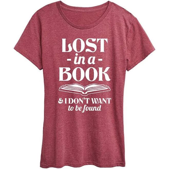 Women's Instant Message Lost In Book Short Sleeve Graphic T-Shirt