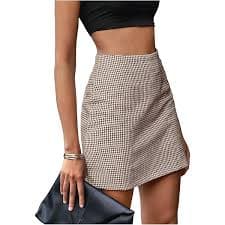 Amazon.com: Summer Empire Waist Mini Skirt Women's Ruffle Tiered Pleated Mini Skirt Girls Solid Color A Line Beach Cute Skirts for Teen Grey : Clothing, Shoes & Jewelry