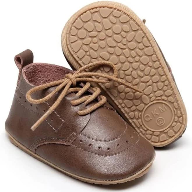 Baby Boy Lace-Up Leather First Walker Shoes
