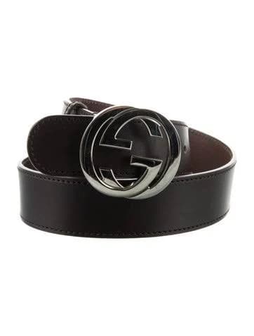 Gucci Interlocking G Logo Leather Belt in Brown, Men's S