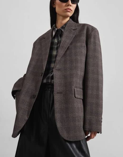 Glen Plaid Padded Blazer