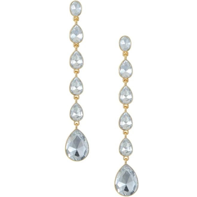 Ettika Teardrop Crystal Linear Earrings