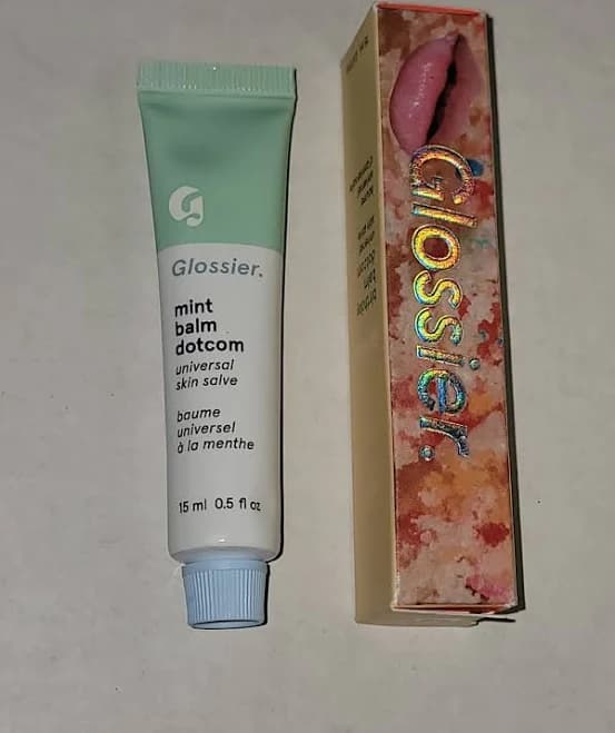 (lot Of 2 ) Glossier Birthday & Mint Balm Dotcom 's Rare Original