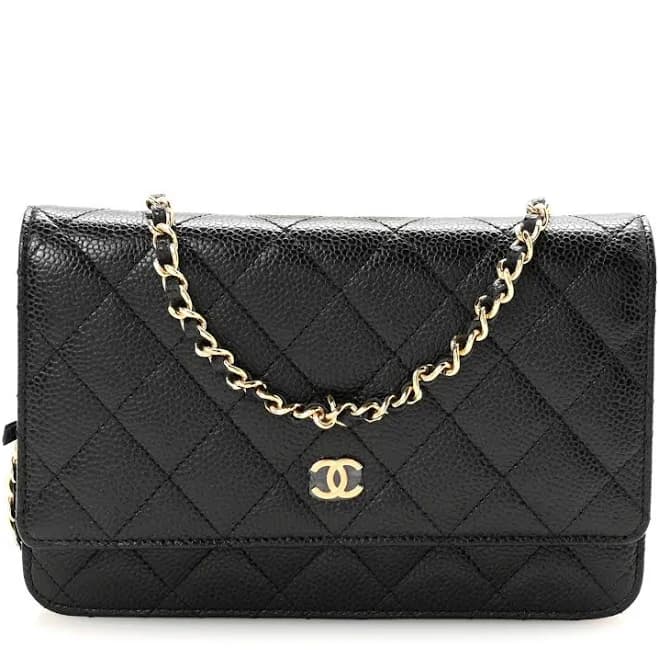 CHANEL Caviar Classic Quilted Wallet On Chain