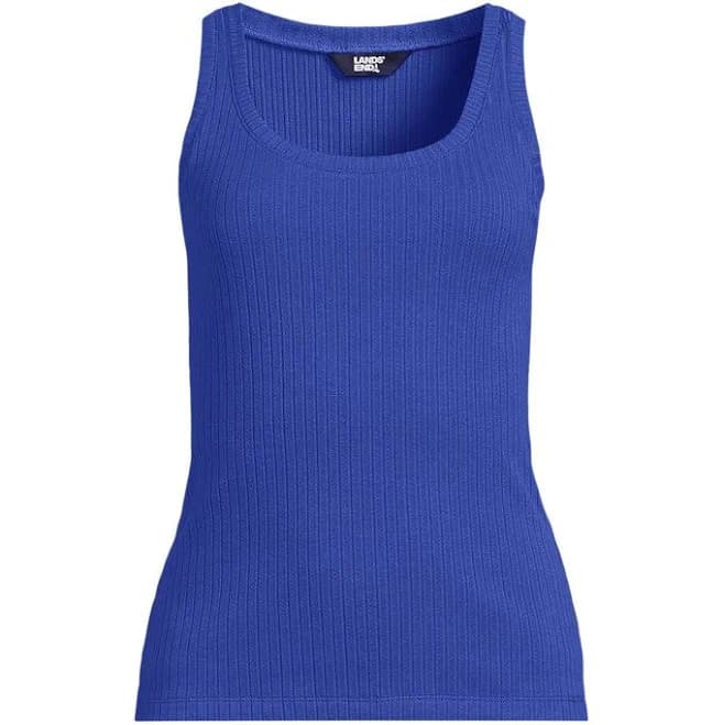 Lands' End Women's Pointelle Rib UNeck Tank Top