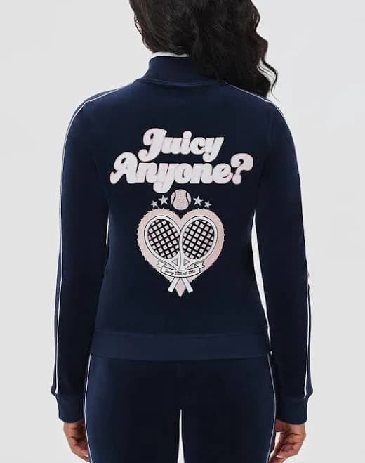 Juicy Couture Women's Heritage Mock Neck Track Jacket with Back Graphic