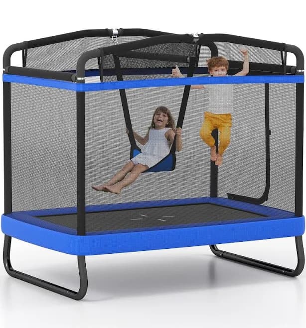 Goplus 6 x 4 ft Rectangle Kids Trampoline with Swing