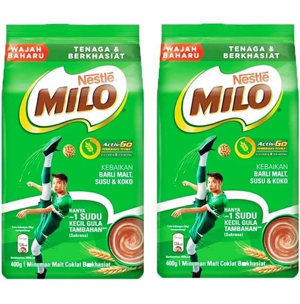 Milo Activ-Go Chocolate Malt Drink Powder 400gms Pack of 2 (Imported)