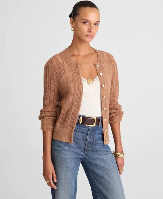 Madewell Pointelle Stitch Alpaca Blend Cardigan Women's