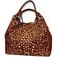 Isabella Fiore Rubbed Leather Laser Cut Floral Hobo Bag