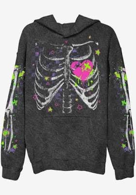 Skeleton Splatter & Stars Graphic Hoodie