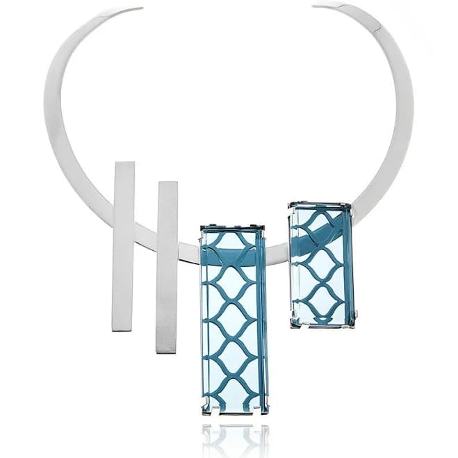 Omega Rectangle Silver Necklace