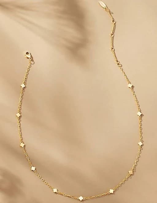 Anthropologie Tiny Clover Chain Necklace