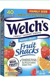 Welch's Fruit Snacks, Mixed Fruit, Gluten Free, Bulk Pack, 0.9 oz (Pack of 40).