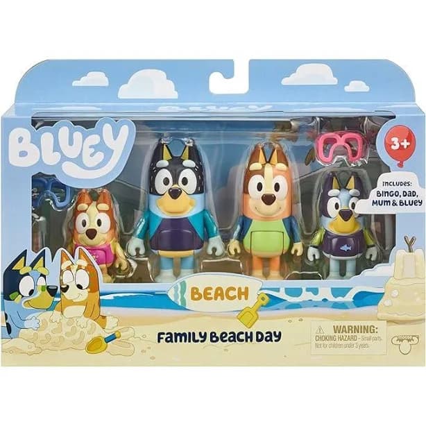 Bluey Family Beach Day Figure 4-Pack