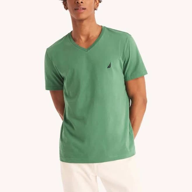 Nautica Mens V-Neck Deck T-Shirt