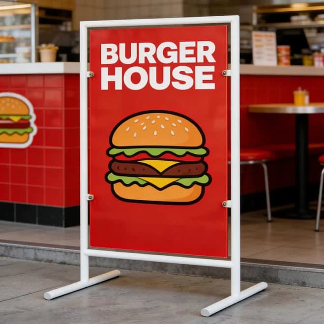 Personalized Metal A-Frame Stand, Weatherproof Movable Menu Display for Storefront,Custom Sidewalk Sign for Cafe & Retail Store