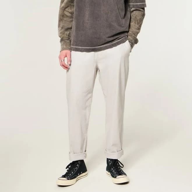Hollister Men's Linen-Blend Loose Pull-On Pants