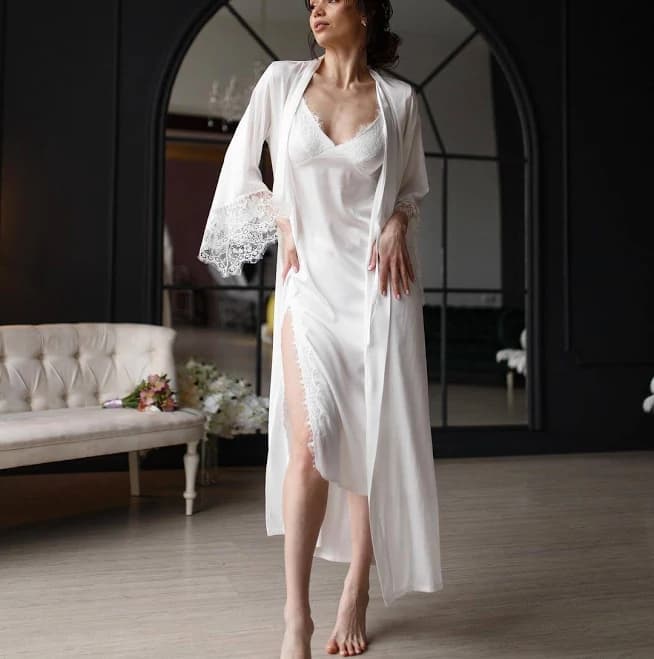 Lace Robe and Peignoir Set