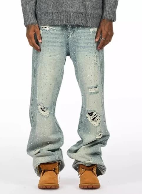 Discolite Rhinestone Baggy Jeans