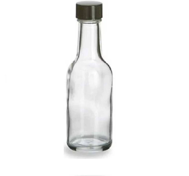Woozy 50 ml Round Liquor Glass Bottle with Black Cap