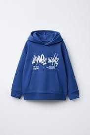 GRAFFITI HOODED SWEATSHIRT - Blue | ZARA United States