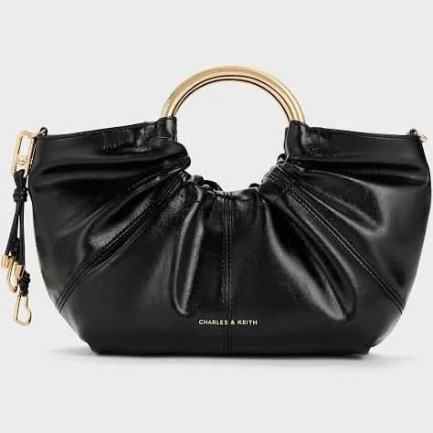 Charles & Keith Ciara Ruched Metal Top Handle Bag