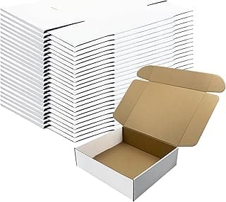 11x10x3 Inches White Shipping Boxes Set of 25，Cardboard Boxes Recyclable Corrugated Boxes Mailers for Small Business, Transporting, Packaging Storage Boxes and Craft Gifts Giving Products Box