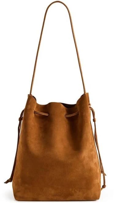 Mansur Gavriel Drawstring Cabas Suede Bucket Bag