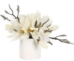 White Real Touch Magnolia Faux Arrangement in Ceramic Pot