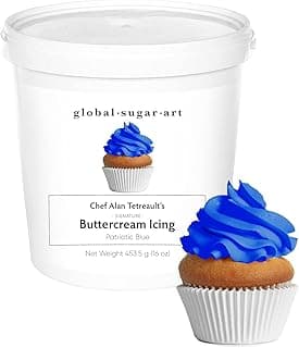 Blue Buttercream Frosting for Cake Decorating – Firm Icing for Cakes & Cupcakes, 16 Ounce Tub by Global Sugar Art/Chef Alan Tetreault (Blue, 16 Ounce)