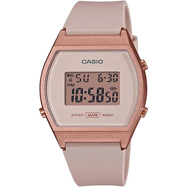 38mm Unisex CASIO Digital Watch with Rose Gold-Tone Dial and Pink Strap