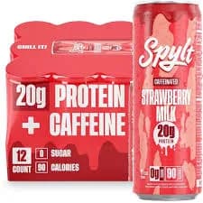 Spylt High Protein Strawberry Milk with 60mg Caffeine & 20g Protein - 90 Calo...