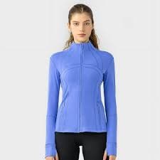 Ladies Elastic Zipper Running Yoga Sports Jacket - Walmart.com