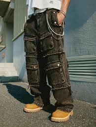 PAVTROS Manfinity Streetrush Men's Jeans With Chain Decor, Fashion Streetwear Men Jeans Baggy Cargo Jeans Hang Out Going Out Party Vacation Urban | SHEIN