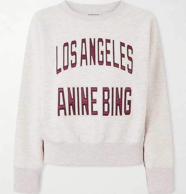 Anine Bing Harry Embroidered Cotton-blend Sweatshirt - Women - Beige Tops - XS