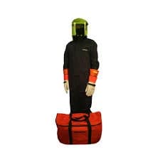 Size Large Feature Series 12 cal / cm2 Arc Rated Coveralls with Hard Hat, Face Shield, Balaclava, Safety Glasses, Ear Plugs and Duffle Bag