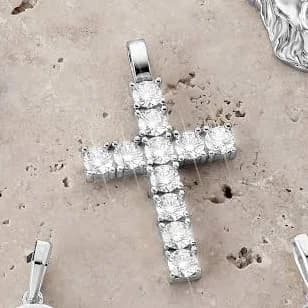 JAXXON Micro Studded Cross Silver Pendant | Size Cuban Link Chain 5mm Cuban Link Chain 5mm | Men's Chain Necklace Pendant