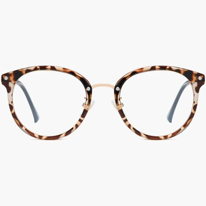 Sojos Vision Round Leopard Blue-Light Reading Glasses | Prescription Glasses - Ashley