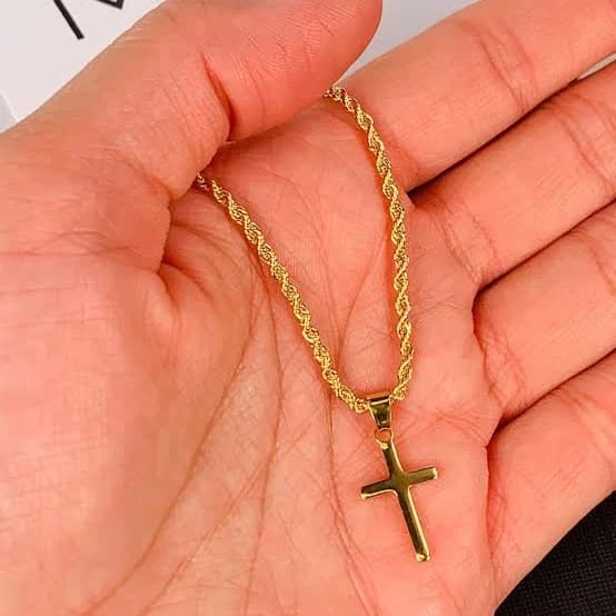 Men's Cross Necklace with Rope Chain