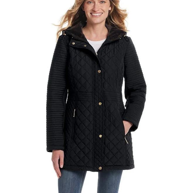 Weathercast Women's Hooded Diamond Quilted Walker Jacket
