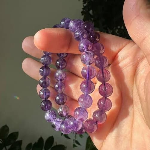 Juicy Purple Gemmy Amethyst Stretchy Beaded Bracelet