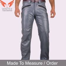 Men's Real Cowhide Leather Bikers Pants Bikers Grey Leather BLUF Biker – Wintex International