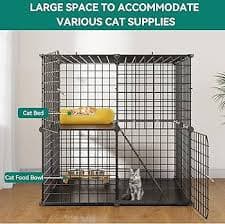 YITAHOME 2-Tier Cat Cage Indoor Outdoor: 28" L x 28" W x 28" H DIY Cat Enclosures Kitten Cage Pet Playpen Metal Kennel for 1-2 Cats Small Animals Ferret Kitty Squirrel :