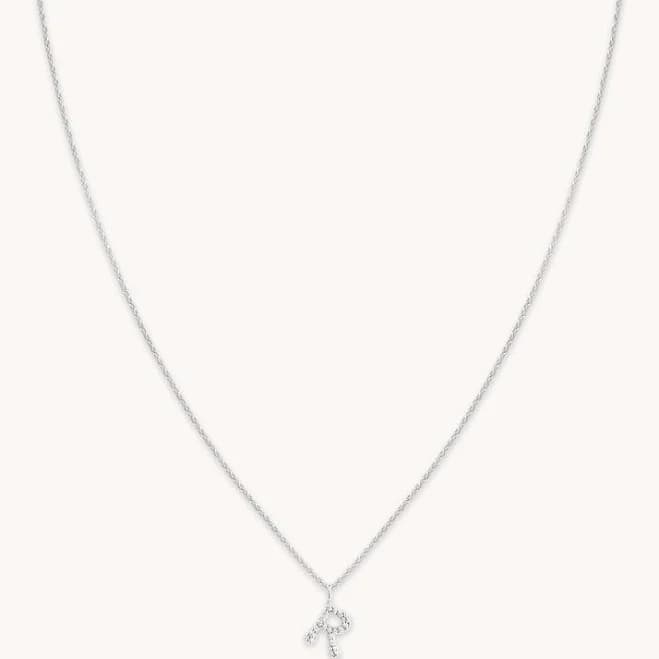 Astrid & Miyu Silver Initial Pave Pendant Necklace