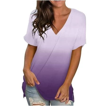 Women's Tie Dye Gradient Loose Fit Short Sleeve T-Shirt