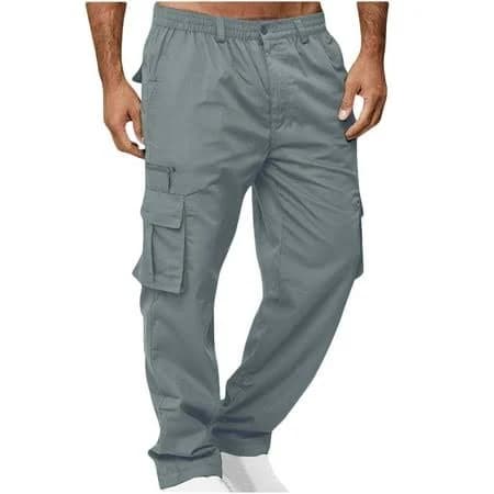 Men's Mid Waist Straight Leg Hiking Work Pants with 7 Pockets