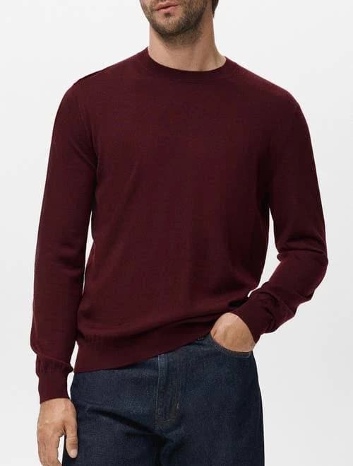MANGO Men's Merino Wool Round-Neck Sweater