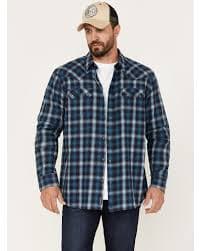 Moonshine Spirit Men's Ombre Plaid Print Long Sleeve Snap Western Flannel Shirt - Country Outfitter