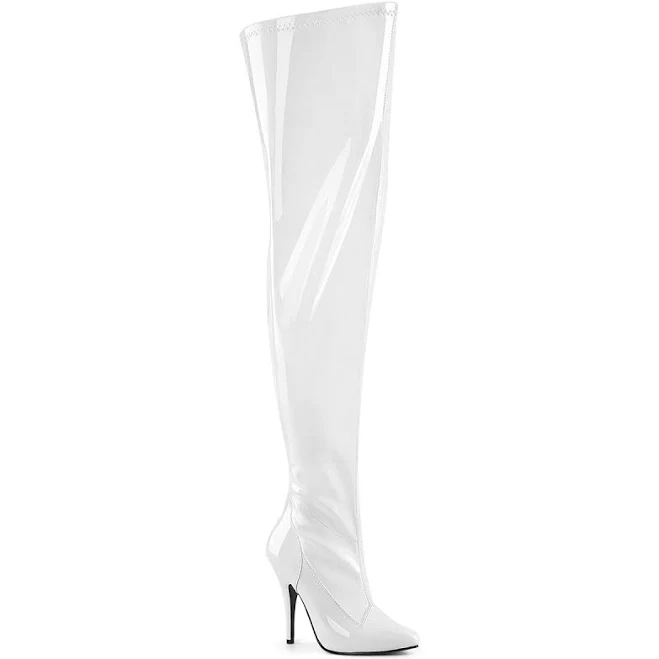 SEDUCE Women's 5" Heel Stretch Patent Thigh Boots